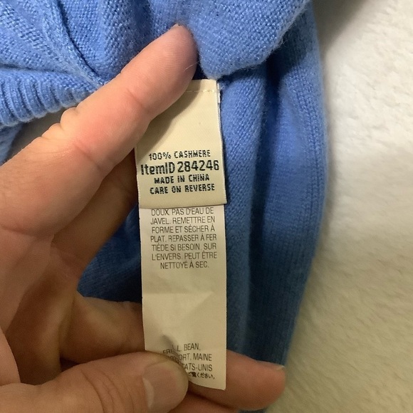 L.L. Bean 100% Cashmere Full-zip Sweater Sz Large Sky Blue - Picture 5 of 10